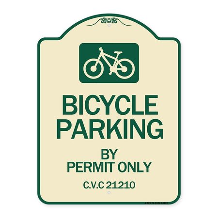 SIGNMISSION Bicycle Parking by Permit C.V.S. 21210 Heavy-Gauge Aluminum Sign, 24" x 18", TG-1824-24322 A-DES-TG-1824-24322